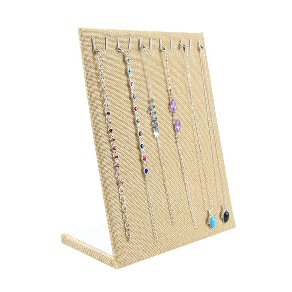 

Necklace Display Stand Jewelry Organizer Collapsible Linen Material Shelf for Bracelets Shows Storage Solution