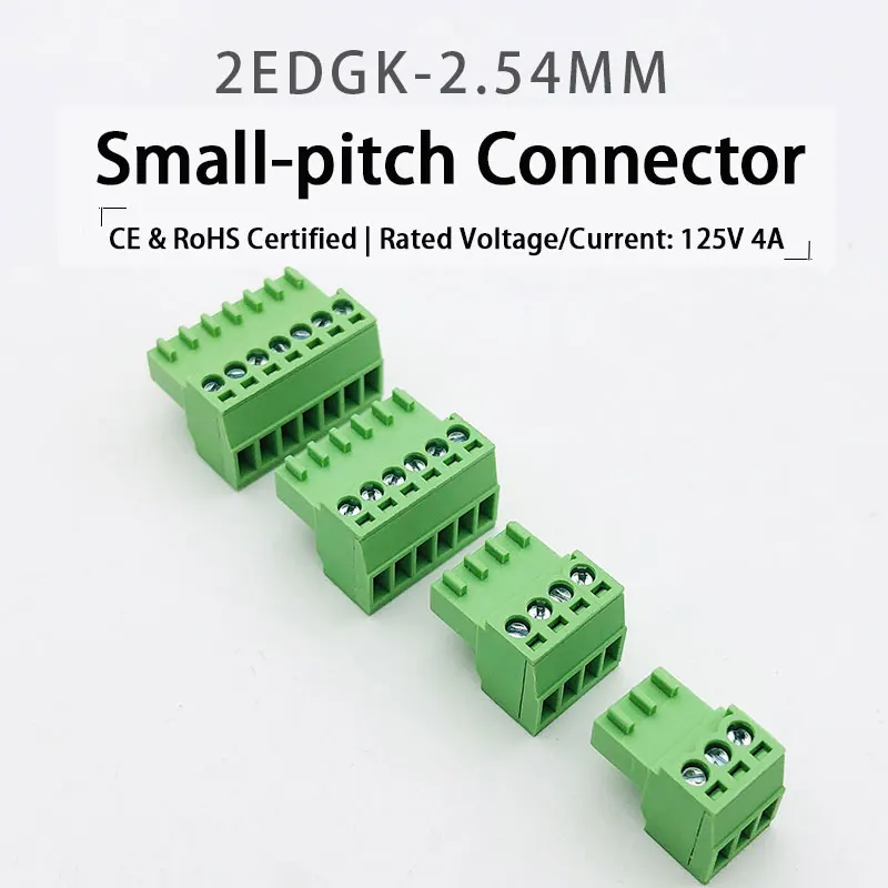 2.54mmピッチ ねじ端子台 2-24P (2EDGK) | 軍用/新エネルギー互換 | ニッケル銅コンタクト | UL94V-0 PA66