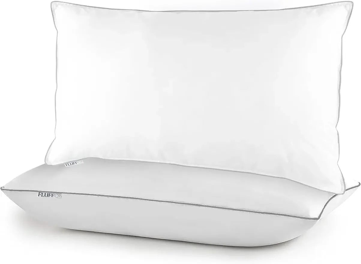 Fluffco-down Feather , King Size S Luxury Hotel-quality Cooling  Premium Pillow With 600 Fill Power White D