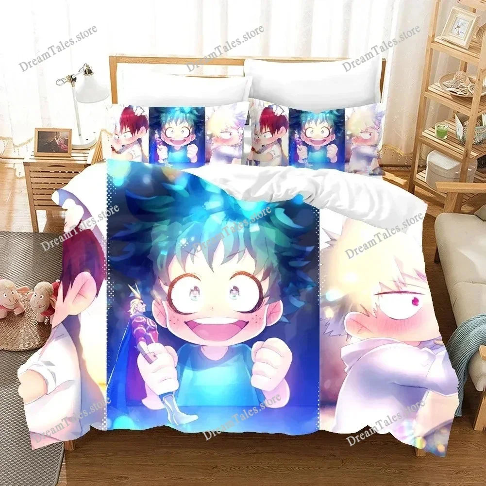 

New Anime My Hero Academy Bedding Set Anime Characters Duvet Cover 3D Cartoon Polyester Quilt Cover Queen King Size Kids Boys