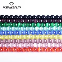 4 6 8 10mm White Cat's Eye Stone Bead Round Loose Spacer Glass Opal Bead For Jewelry Making Diy Necklace Bracelet Accessory
