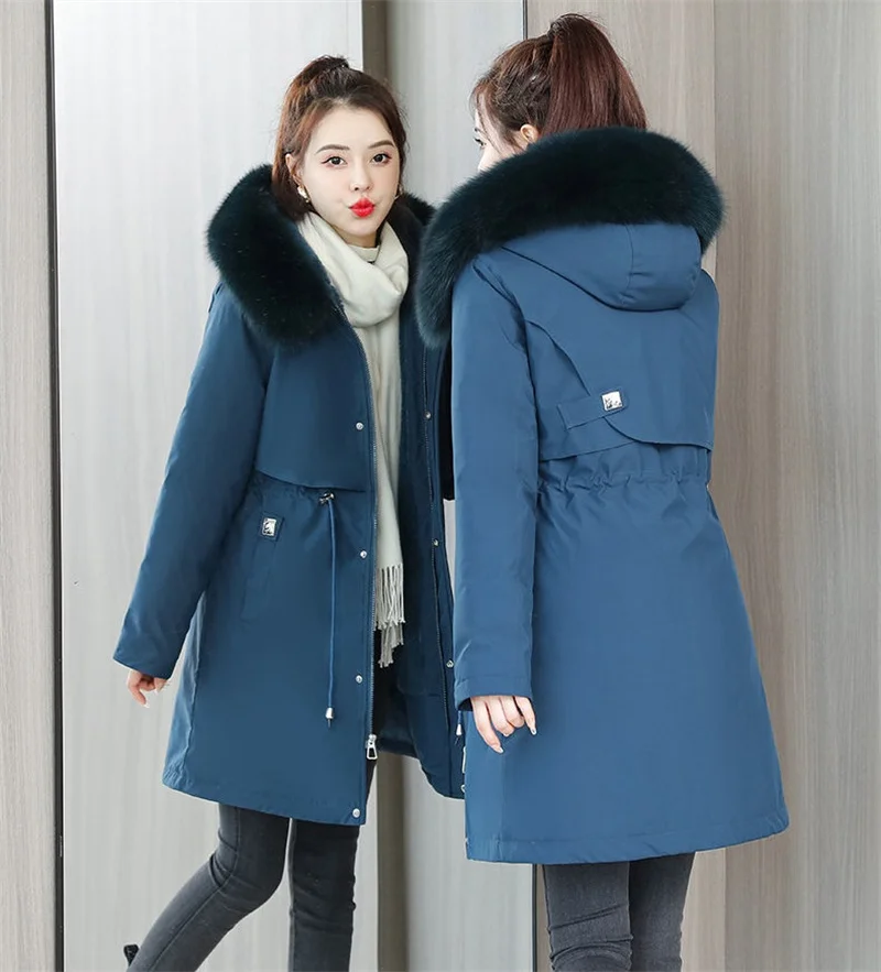 2022 New Cotton Thicken Warm Winter Jacket Coat Women Casual Parkas Winter Clothes Fur Lining Hooded Parka Mujer Coats