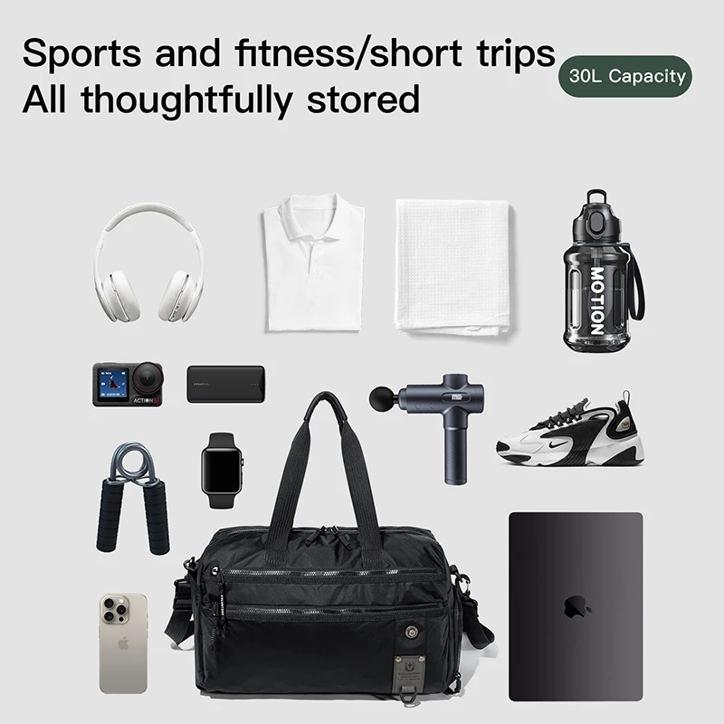 Volunteer 30L Men's Crossbody Gym Bag Waterproof Travel Sports Fitness Bag Male Large Capacity Multifunctional Handbag 1809-11