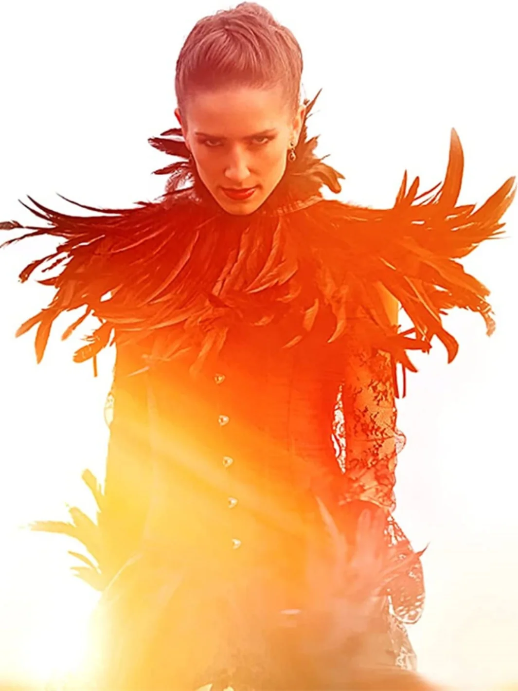 

loween Cosplay Devili Rooster Man Feathers awl Gothic Sle Bla oulders Padded Performance Costume Women's Traditi...