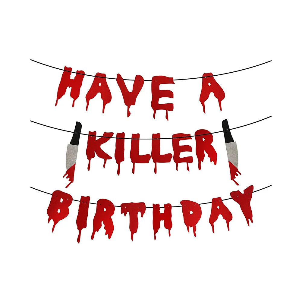 

1Set Bloodknife Halloween Party Decoration Banner Scary Horror Pendant Have A Birthday Banner Supplies Halloween Pendant