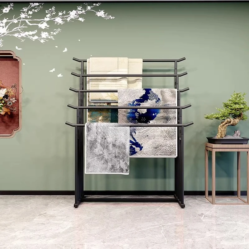 Chinese wrought iron clothing store floor-to-ceiling display rack, scarf rack, middle island rack, fabric, silk scarf, tie pants