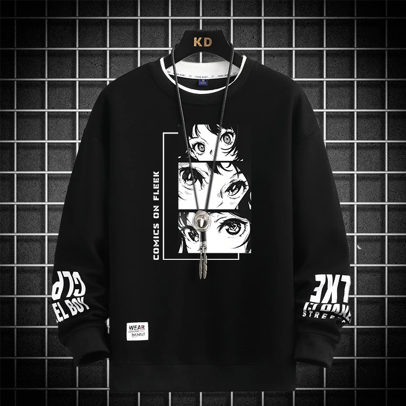 Homens mulheres cáqui sweatshirts japão dos desenhos animados pulôveres gráficos harajuku camisetas de manga longa 2025 moda masculina impressão topo