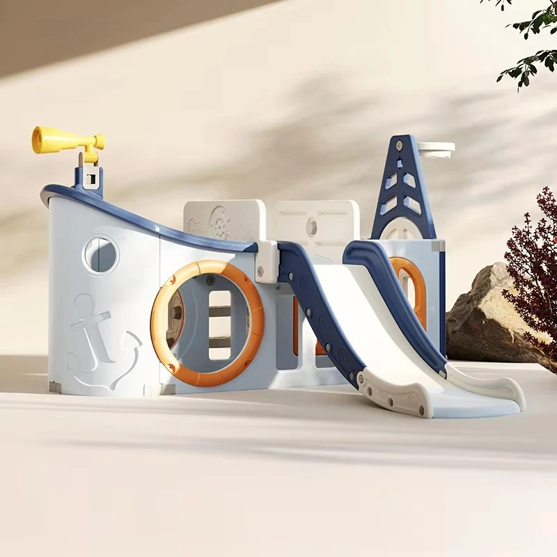 Kids Indoor Slide with Telescope, Toddler Plastic Climber Play Set, Baby Home Playground Fun Activity Sliding Play Climb