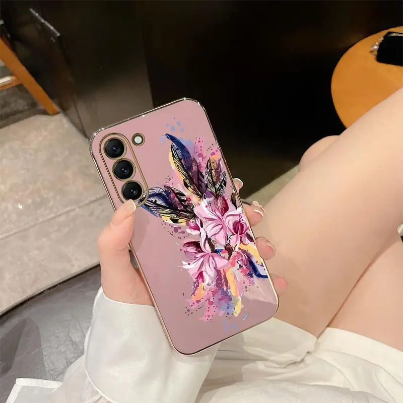 S23 Flourishing Luxury Plating Phone Case For Samsung Galaxy S22 S21 S10 S9 S8 Plus Note 20 ultra 10 Plus Cover