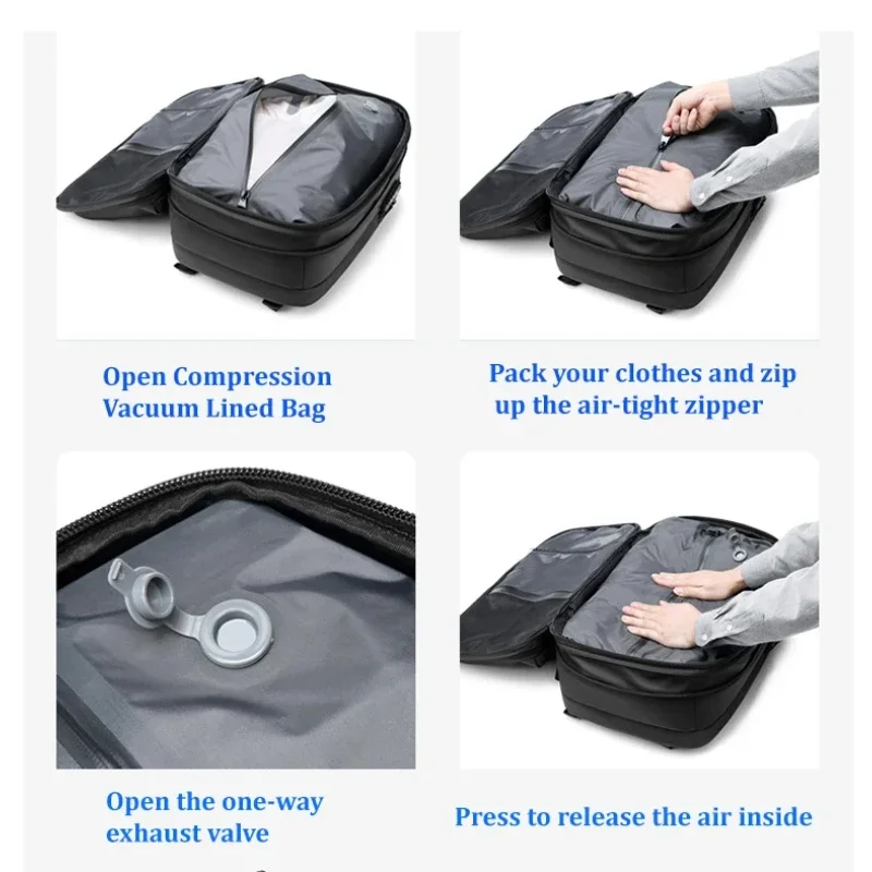 Mochila De Viaje con bomba de aire, paquete de compresión, organizador, impermeable, antirrobo, sellado al vacío, 18 pulgadas