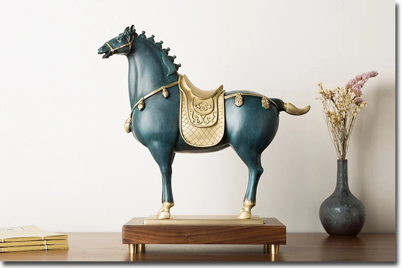 Large TOP Foreign Business GIFT high grade Home company Career Success luck CHINESE Classical horse handmade art brass statue