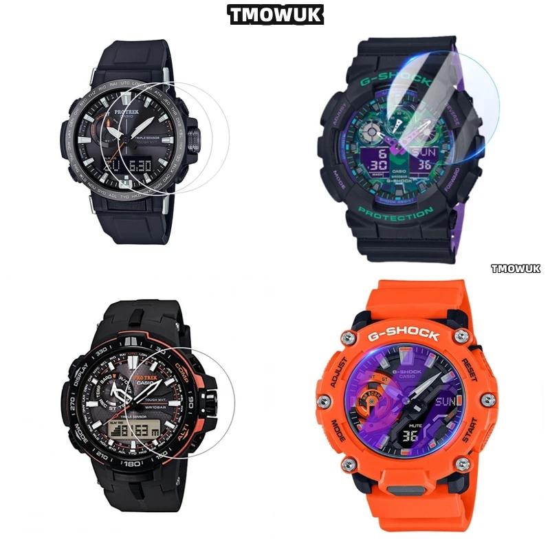 For Casio GA100 6100 TR770 Pro-Trek EFR 303 GA-2200 GA-2100 GST-W300 - 9H Scratchproof Tempered Glass - HD Clear Watch Screen Pr