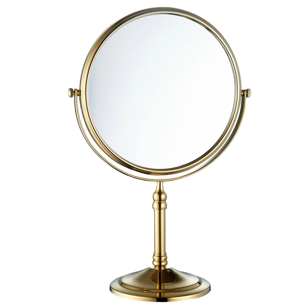 

M5818G Modern Salon Golden Gold Plated Round 8 Inch Magnifying Table Stand Makeup Mirror