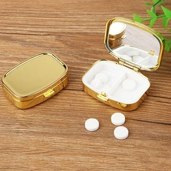 2 Grid Moistureproof Folding Medicine Holder Pill Storage Box Metal Rectangle Waterproof Sterile Package Box