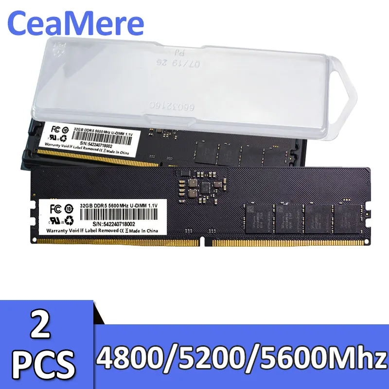 CeaMere DDR5 2PCS Desktop computer memory, 8G, 16G, 32G,4800Mhz, 5200Mhz, 5600Mhz, 288-pin ram memoriam pc memory card wholesale