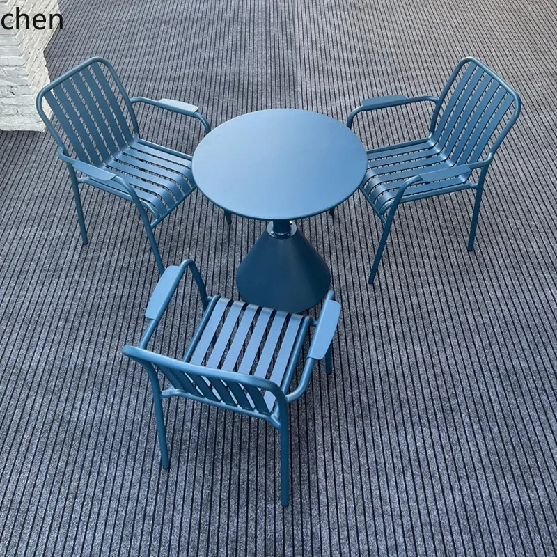 Outdoor Metal Table and Chairs Milk Tea Shop Garden Chair Waterproof Sunproof Outdoor Table and Chair Coffee Table Set