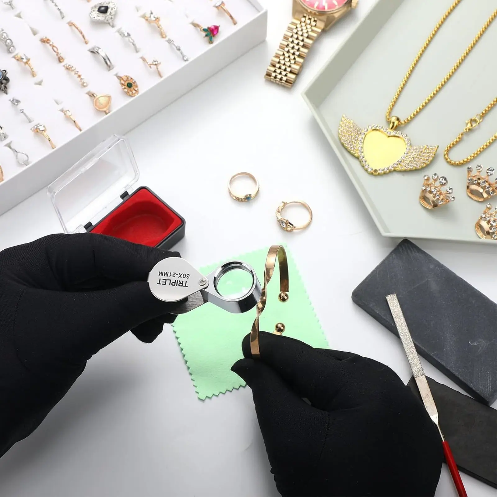 

Набор для проверки золота из 6 предметов: профессиональный комплект для определения пробы с камнем-пробником, простой в использовании для коллекционеров