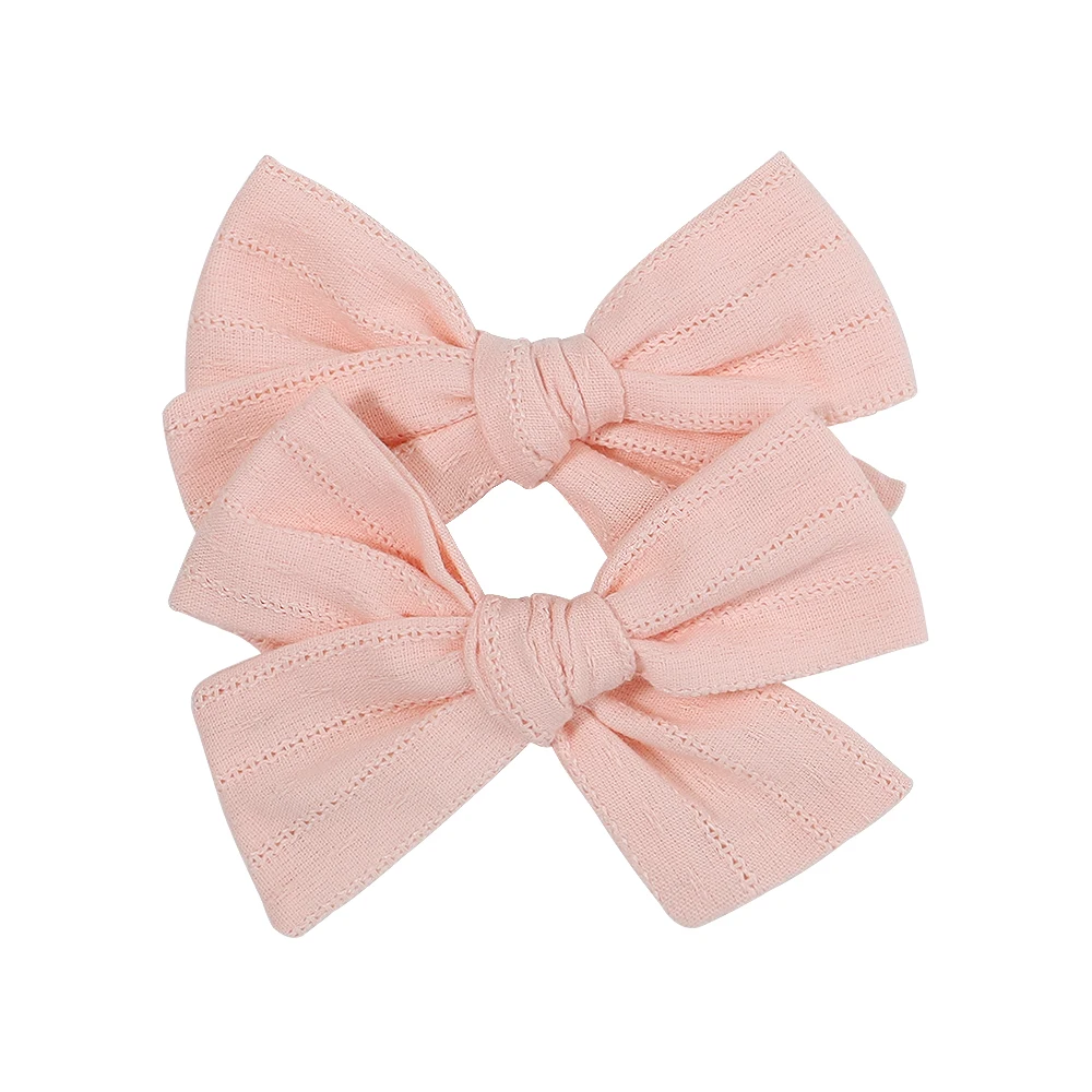 2Pcs/Set 3.55\'\' Candy Color Bowknot Hair Clips For Cute Girls Cotton Bows Clips Hairpin Barrettes Headwear Kids Hair Accessories