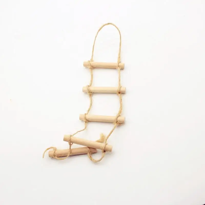 1Pcs Dollhouse Mini Wooden Hemp Rope Hanging Ladder Doll House Pet Gardening Miniature Scene Model Toys Accessories-Toy