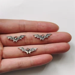 50pcs Charms Halloween Fly Bat 9x21mm Antique Silver Color Pendants DIY Crafts Making Findings Handmade Tibetan Jewelry