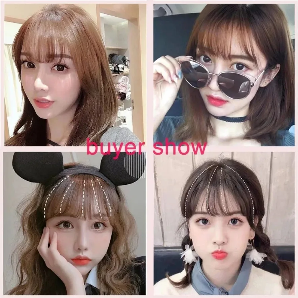 

Women's Synthetic Invisible Air Bangs Hair Extension Front Fringes Black Brown Hairpiece Easy to Wear Hair Accessories