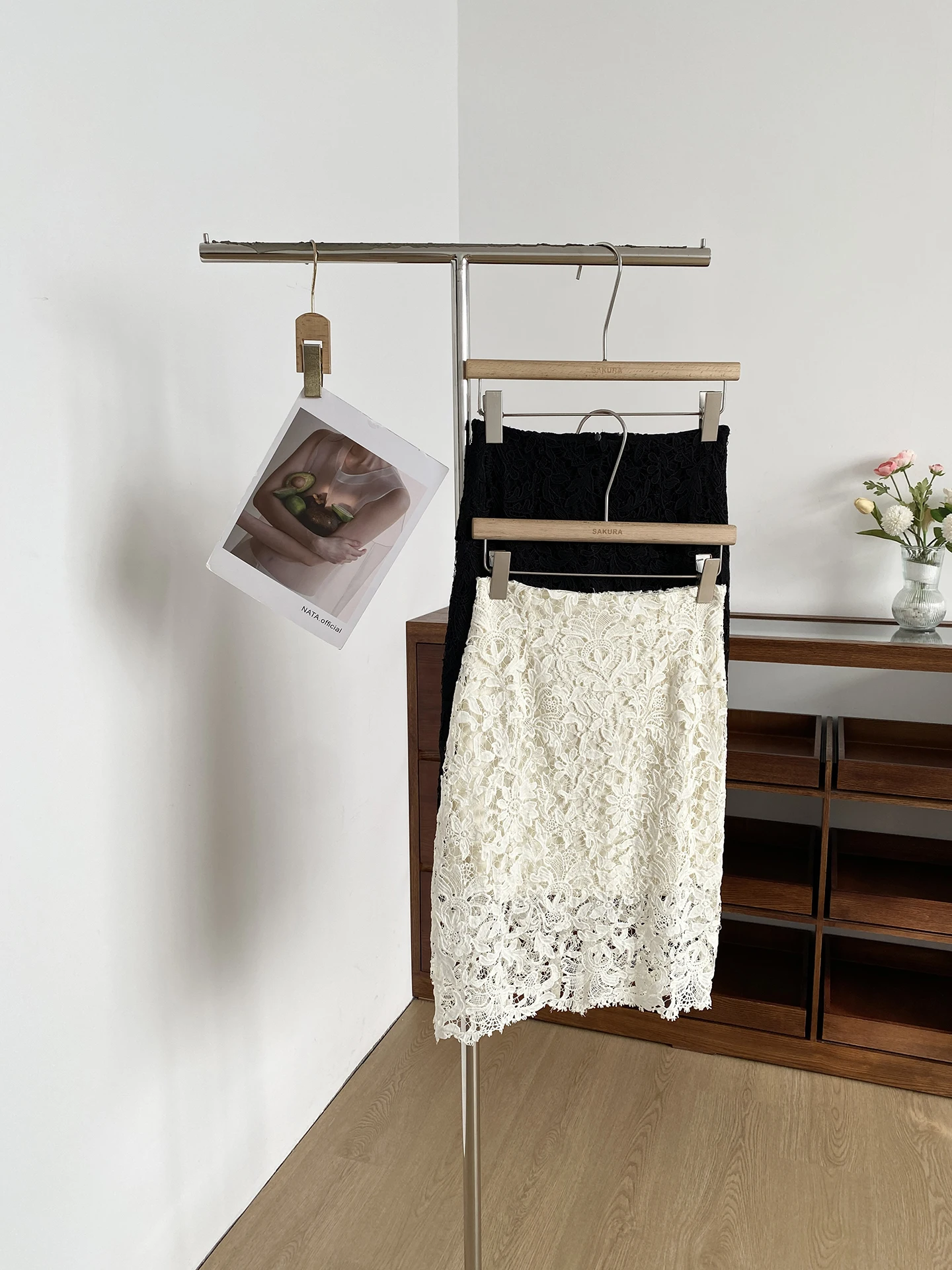 Elegant A-Line  Skirt with Heavy Embroidery Lace Wrap Women's Versatile Slimming High Waist Summer New Style DIYI