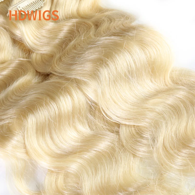 คลิปหนึ่งชิ้น Body Wave บราซิลคลิปเส้นผมมนุษย์ Extension 10นิ้ว5คลิป Hair Extension ธรรมชาติสีบลอนด์ Hairpiece