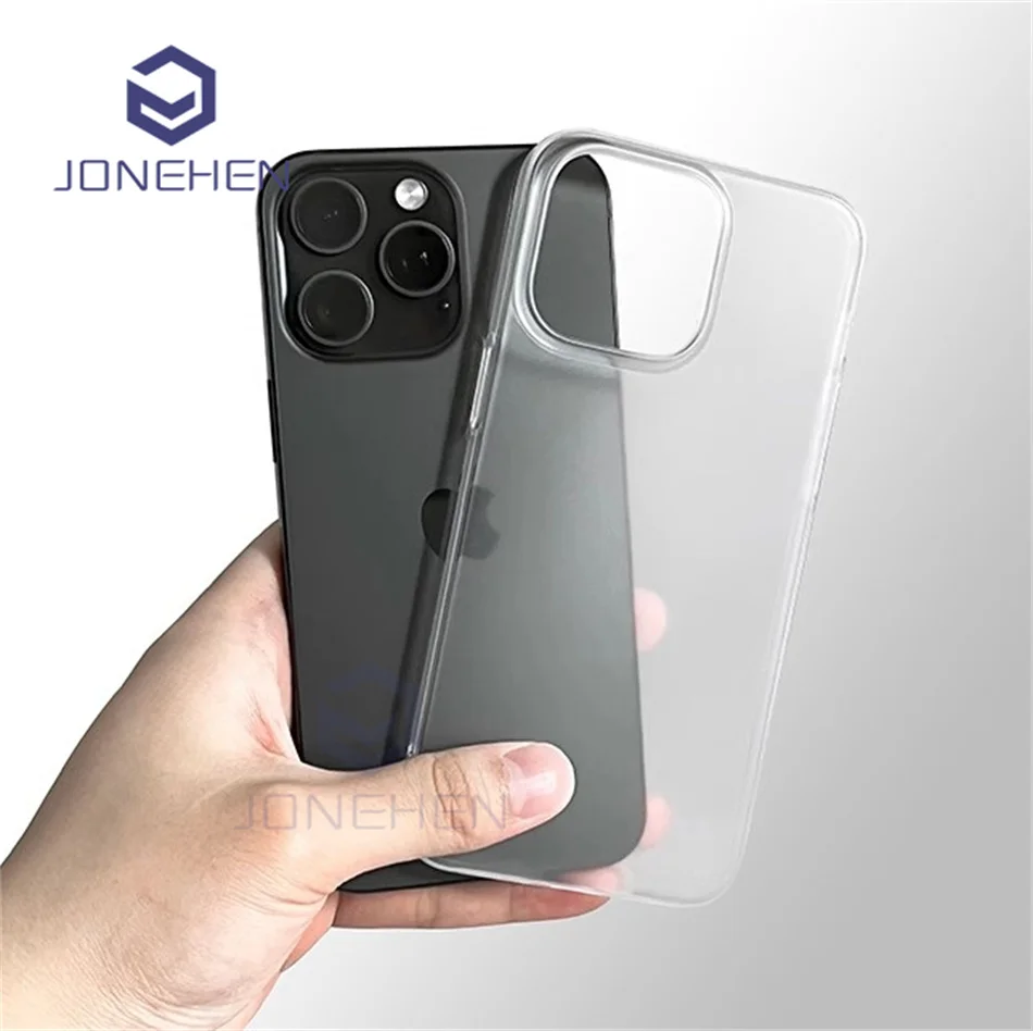 

Ультратонкий жесткий прозрачный чехол из ПК HD для iPhone 17 Air 16 15 14 13 12 Pro Max противоударный тонкий шелковистый кожаный матовый полупрозрачный чехол
