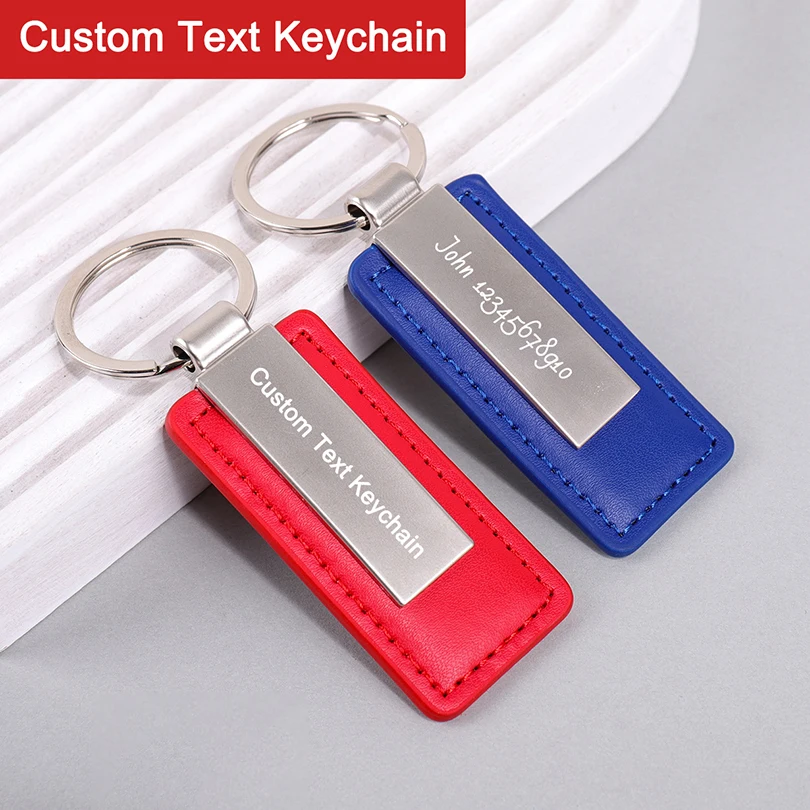 

Small Custom Text Keychain Personalized Message Key Ring PU Leather Laser Engraving Party Gift Customized Name Car Key Chain