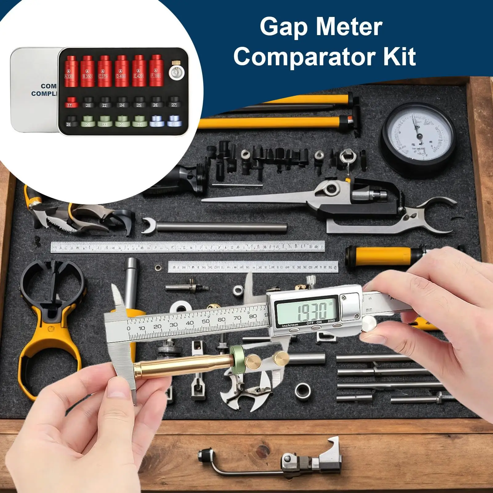 Gap measuring comparator kit with 14 inserts and 6 bushings Headspace Gauge Comparator Kit Reloading Supplies and Equipment