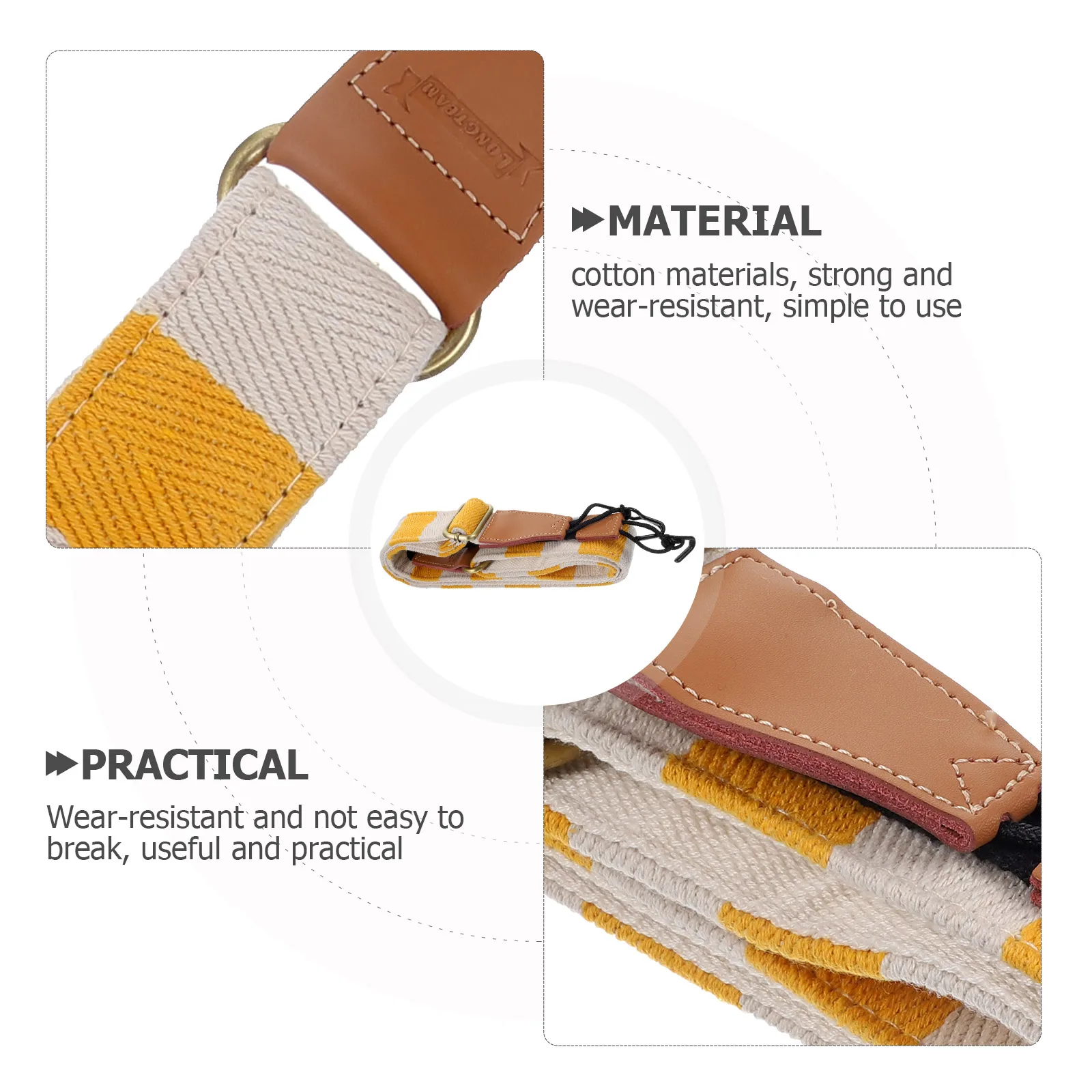 

Adjustable Ukulele Strap Cotton Shoulder Belt Music Instrument Accessory ange Yellow Plaid Long Lasting Wear