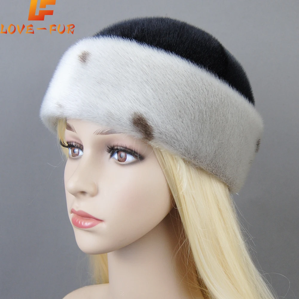 2024 Fashion Winter Thickened Genuine Mink Fur Bomber Hat For Woman Fur Hats Warm Chapeau Motorcycle Russian New Style Mink Caps