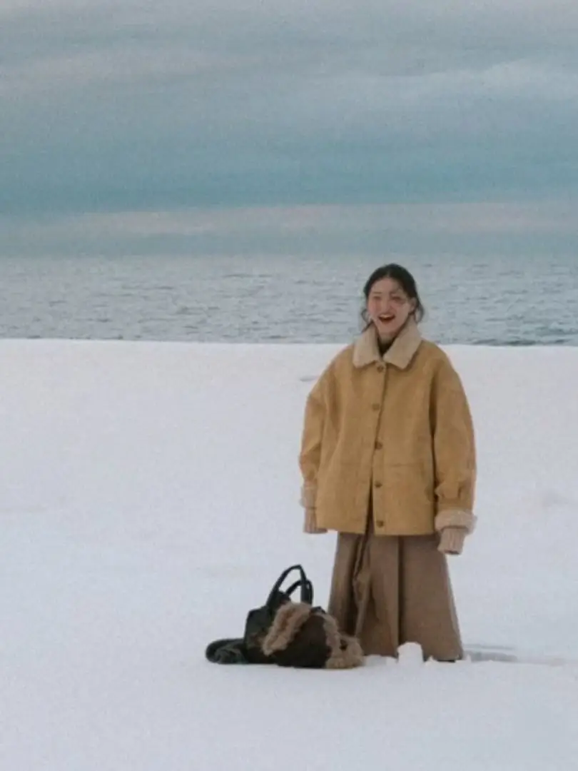 معطف دافئ من جلد الثعبان معطف ريترو Sle Studio Boy East Gate ملابس خارجية من الجلد والفراء معطف نسائي طويل Sve #3