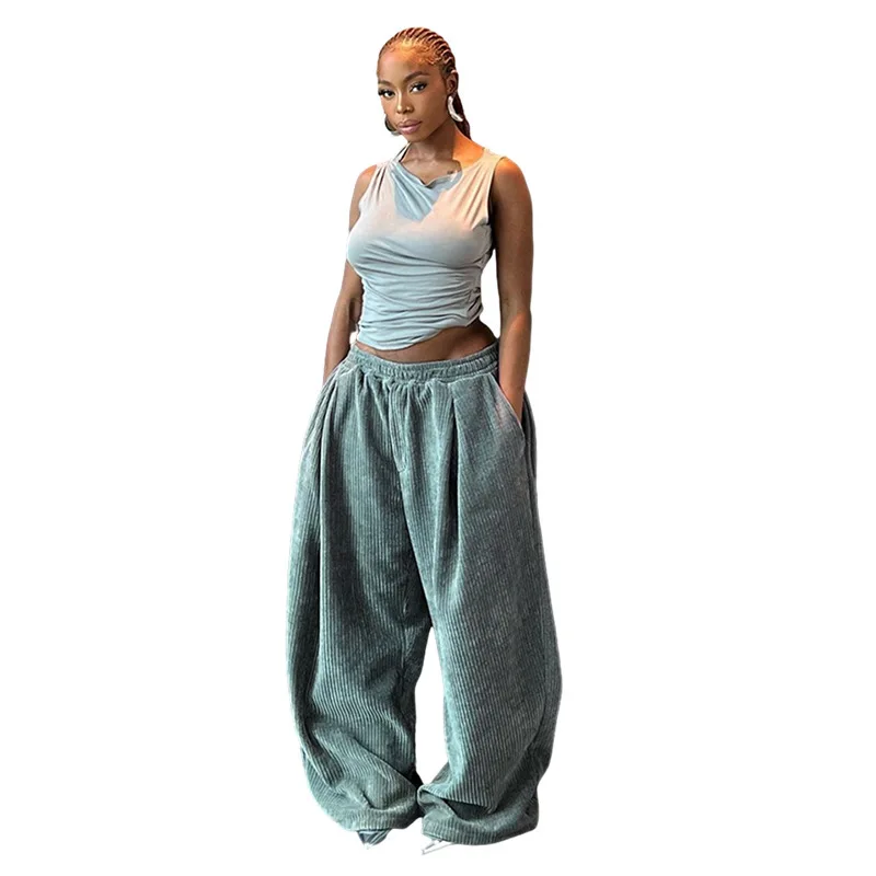2025 Autumn and Winter Women's Clothing New Fashion Street High Waist Loose Straight Casual Trousers