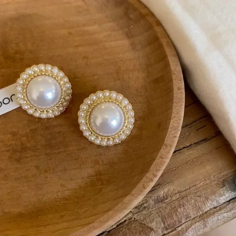 Fashion Bohemian Big Imitation Pearl Stud Earring Mascot Ornaments For Women Valentine\'s Accessories Gift Wholesale