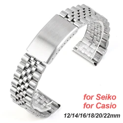 18mm 20mm 22mm Stainless Steel Wristband for Casio Metal Bracelet for Seiko Folding Clasp 12 14 16mm Men Business Wristband Band