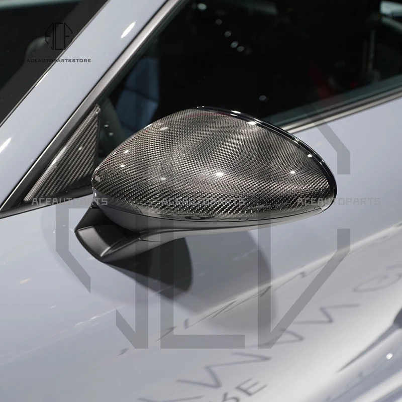 For Porsche 718 Boxster Cayman 2016-2021 Real Carbon Fiber Mirror Cover Exterior Door Side Rear View Caps Reverse Case Replace