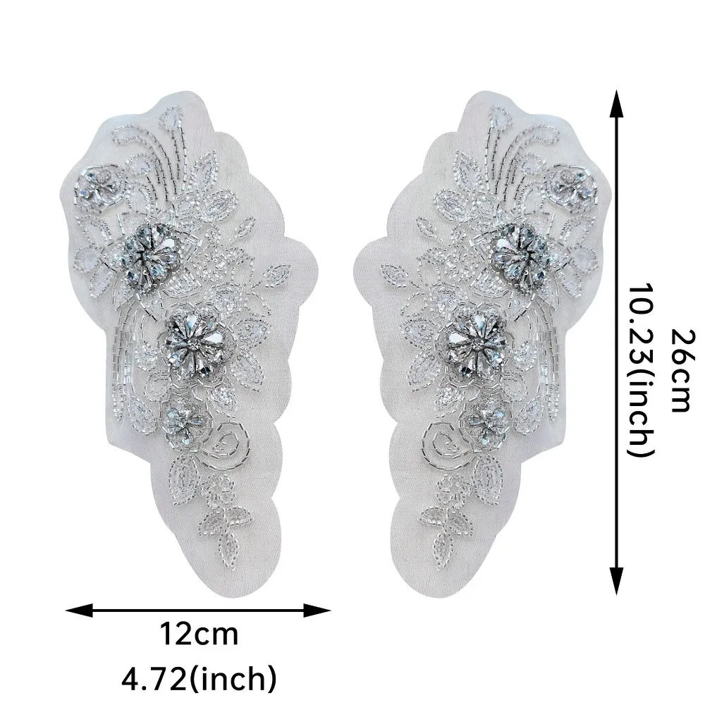 Strass Strass Applikation Blumen Design Mode Spitze Blumenapplikation Handgemacht DIY Kleidung Applikation Brautaccessoires