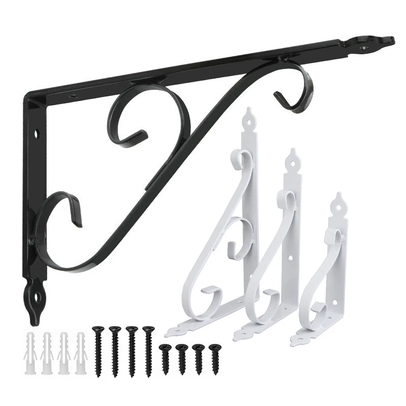 

2Pcs Decorative Shelf Brackets,Wall Mounted Floating Shelf Bracket for DIY Open Shelving, Heavy Duty Rustic Iron Shelf Supporter