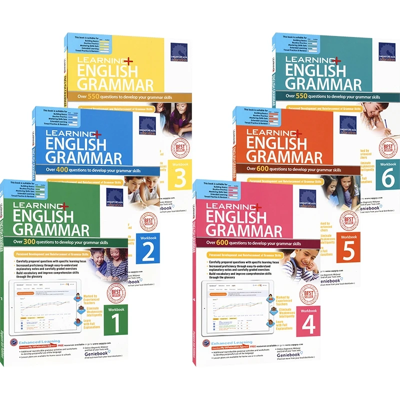 

SAP Learning English Grammar Practice Workbook Grade 1-6 Singapore Primary School Grade For 7-12Ages Early Education Book