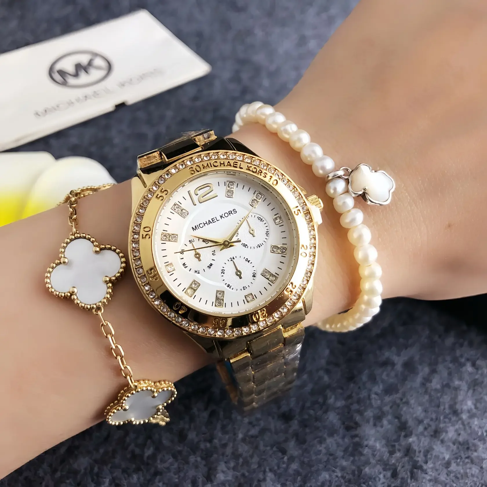 Michael Kors Ladies Watch Luxury Business Design Quartz Watch Fashion Casual Alloy Multifunctional Timing Watch Gift for Women