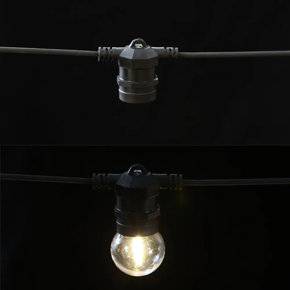 10 m langes LED-Kabel, wasserdicht, kommerzielle Qualität, mit E27-Fassungen für den Außenbereich, Feiertagsgirlande, Hochzeitsbeleuchtung, Gartendekoration – Detail 3