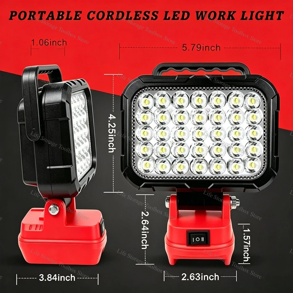 LED-Lampe Kompatibel mit Milwaukee Akku M18 Tragbarer Scheinwerfer Kabellose Taschenlampe für Outdoor-Arbeit Angeln Handgehaltenes Notfall-Werkzeuglicht – Detail 6