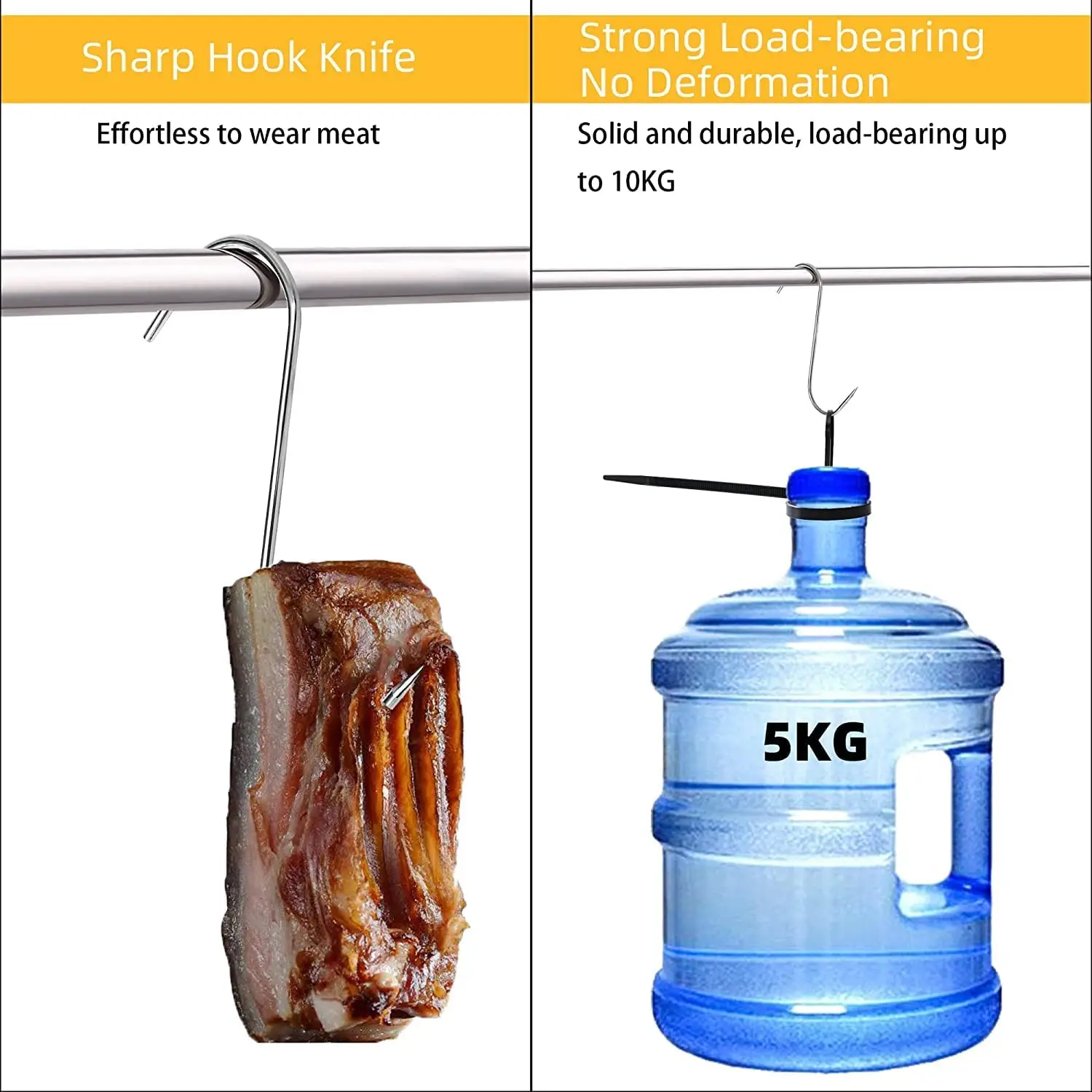 10 adet asılı et paslanmaz çelik keskin Prong s-hooks için ağır kasap işleme askı barbekü domuz sosis Bacon Hams