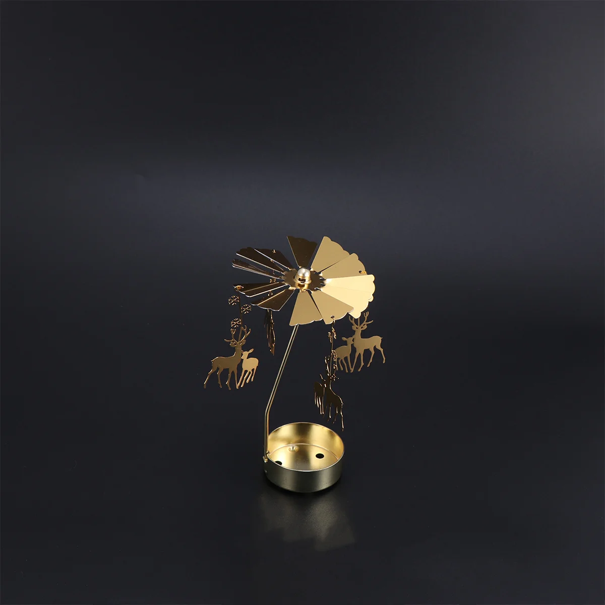 

Golden Revolving Candlestick Easy Assembly Romantic Windmill Candleholder Auto Rotation Home Decor Gift for Holiday Party