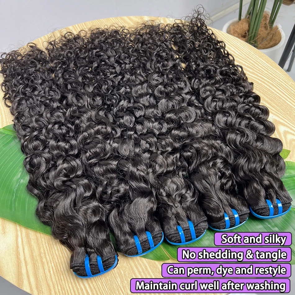 18A موجة المياه حزم الشعر البشري لحمة مزدوجة اللون الأسود الطبيعي 100% الخام عذراء الفيتنامية نسج الشعر ملحقات للنساء