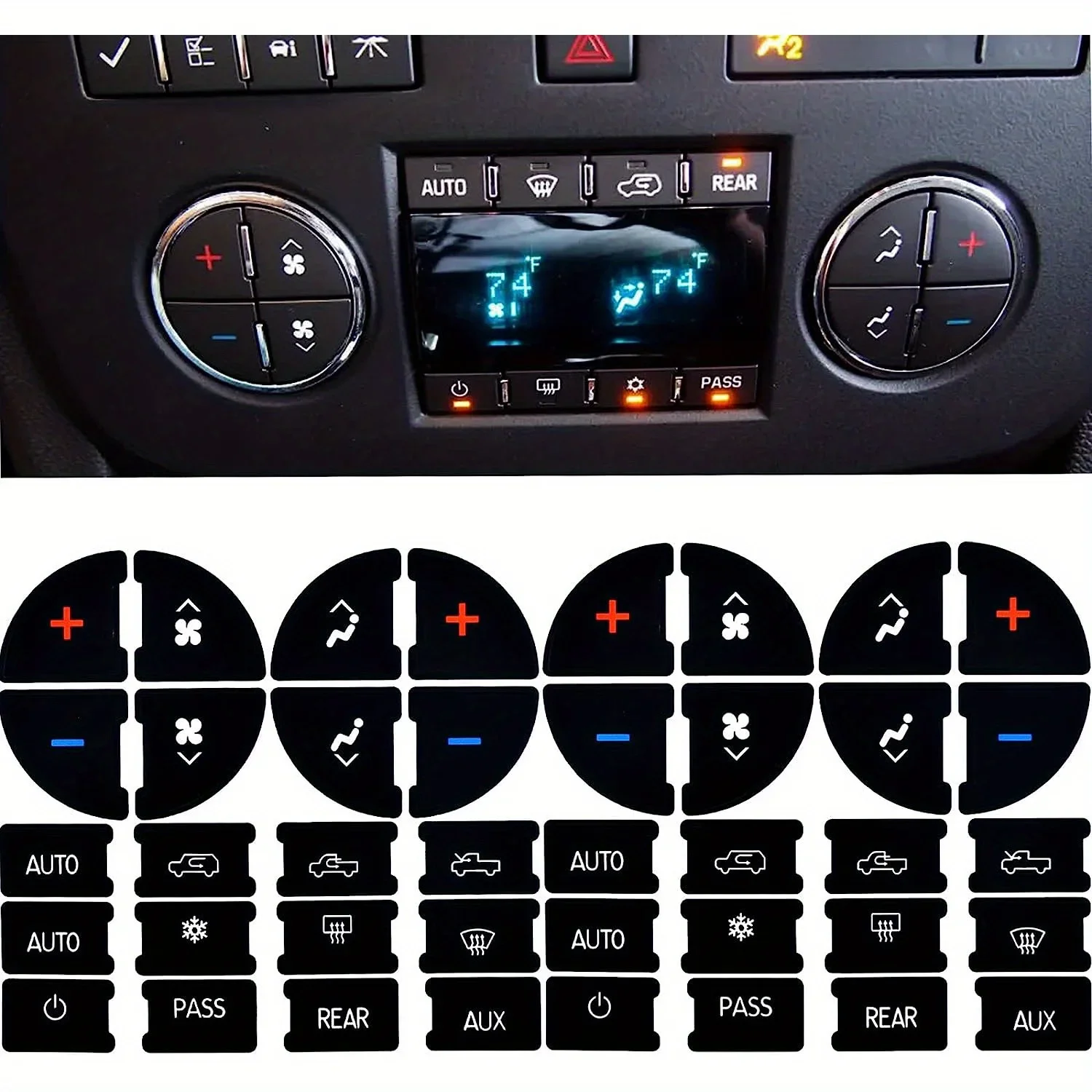 Replace car dashboard internal kit, repair air conditioning parts, stickers, portable, reliable and useful button stickers