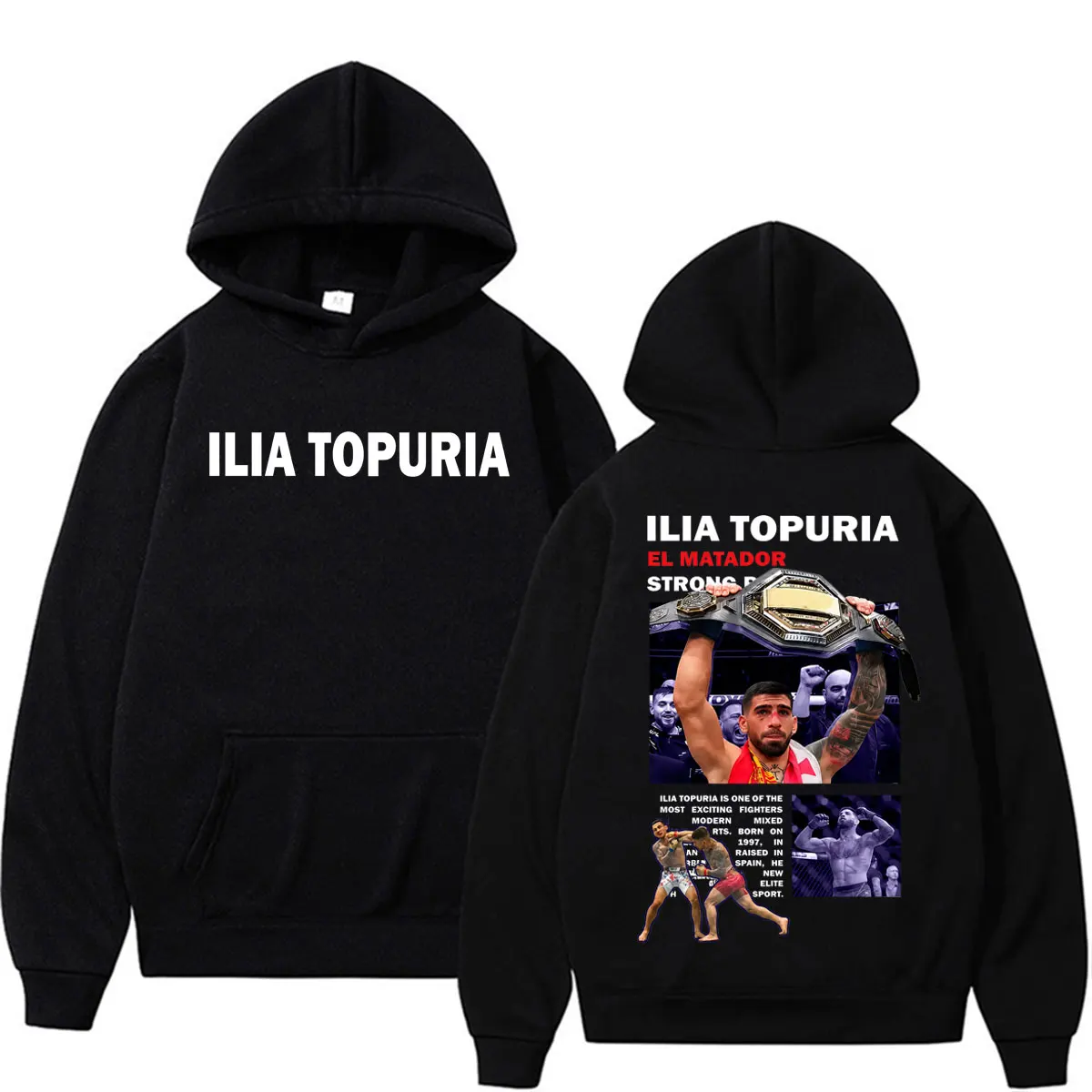 Sudadera con Capucha Ilia Topuria El Matador La Leyenda, Sudadera Retro de Manga Larga para Hombre y Mujer, Sudadera Informal de Gran Calidad