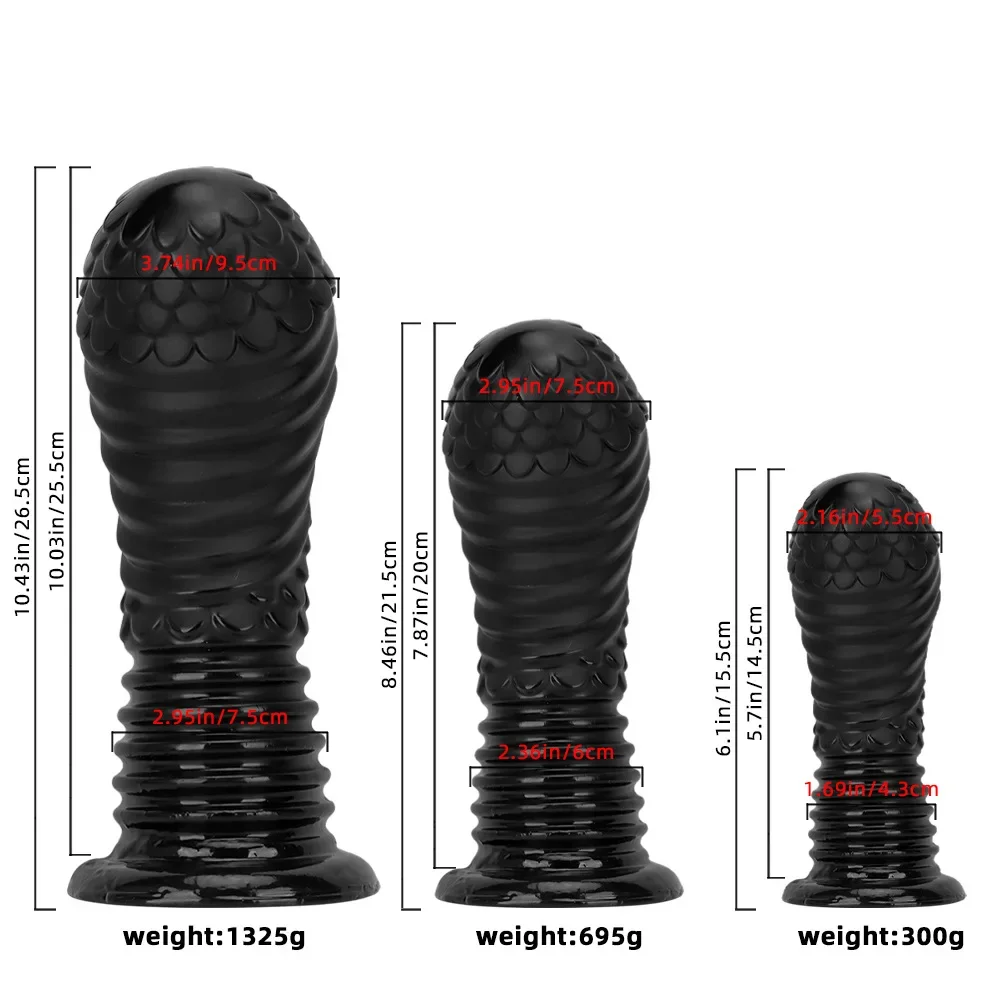 2024 New Black PVC Giant Dildo Butt Plug Fisting Gay Sex Toys Big Dick BDSM Cuckold