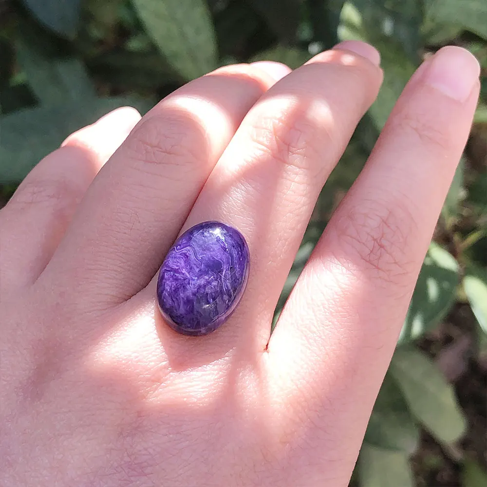 

Natural Stone Charoite Oval Cabochon Crystal Stone Crystals Gemstone Minerals Quartz Energy Spiritual DIY Home Decoration Reiki